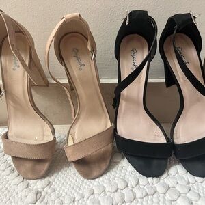 Qupid Women's Black and Tan Heels
